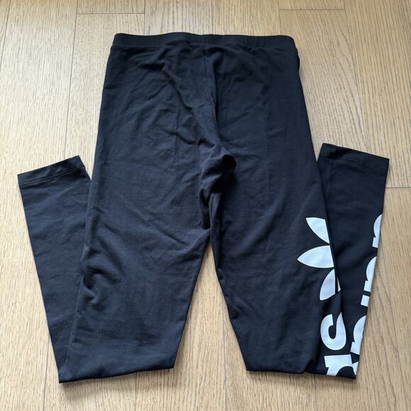 Adidas Women's High-Rise Cotton Legging With Logo Print At Leg - Size M - Picture 4 of 4
